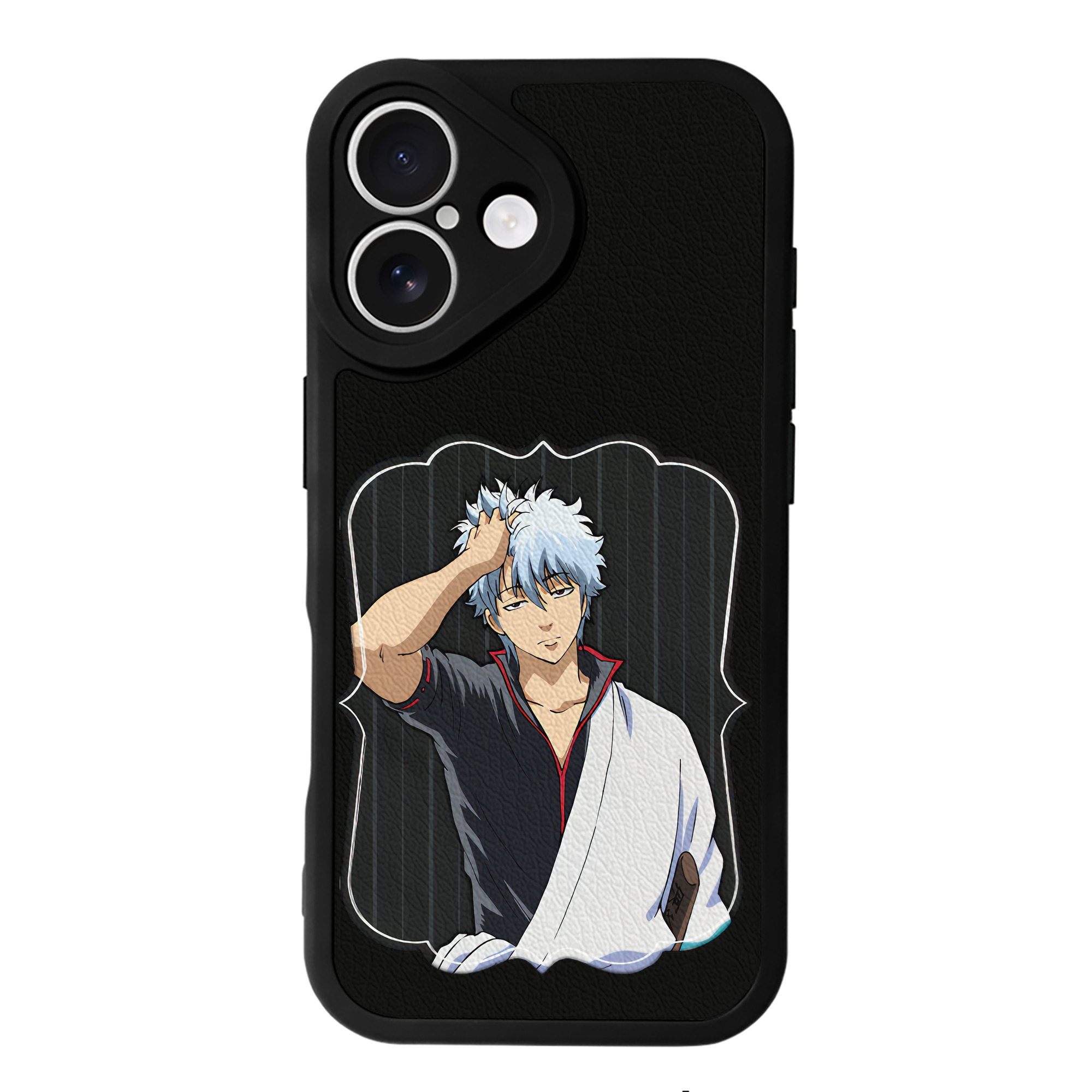 （画像用） ぎんたま 坂田銀時（さかたぎんとき） 神楽 志村新八（しむら しんぱち） GINTAMA Sakata Gintoki Kagura Shimura Shinpachi 【iPhone 16シリーズ対応】シリコンスマホケース（レザー調） 材質：シリコン